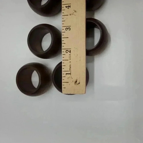 Vintage Dark Walnut Napkin Rings Set of 8 - Picture 3 of 4